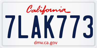 CA license plate 7LAK773