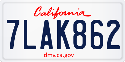 CA license plate 7LAK862