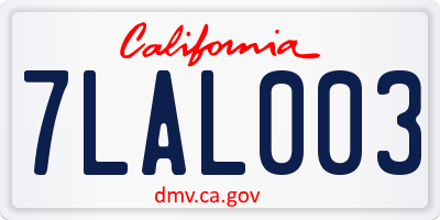CA license plate 7LAL003