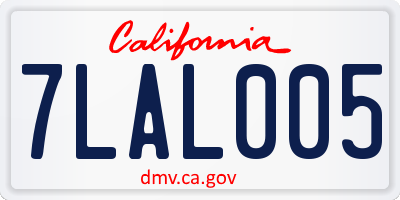CA license plate 7LAL005
