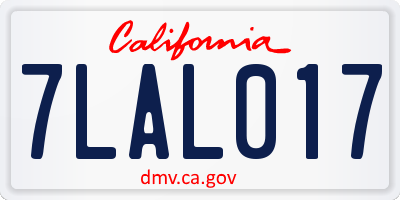 CA license plate 7LAL017