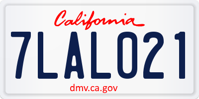CA license plate 7LAL021