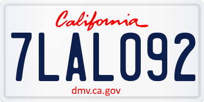 CA license plate 7LAL092