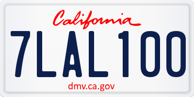 CA license plate 7LAL100