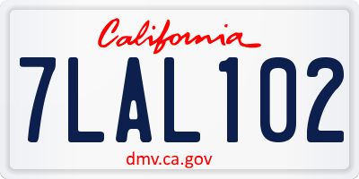 CA license plate 7LAL102