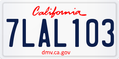 CA license plate 7LAL103