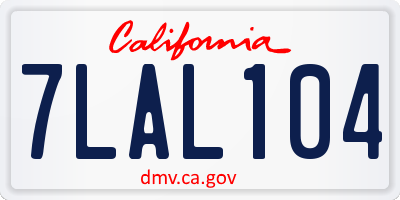 CA license plate 7LAL104