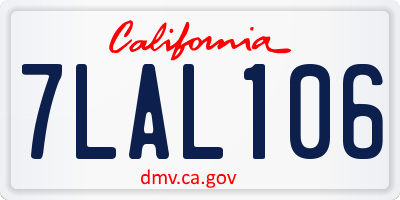 CA license plate 7LAL106