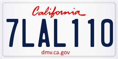 CA license plate 7LAL110