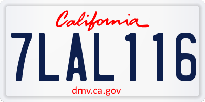 CA license plate 7LAL116