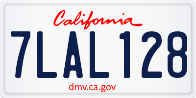 CA license plate 7LAL128