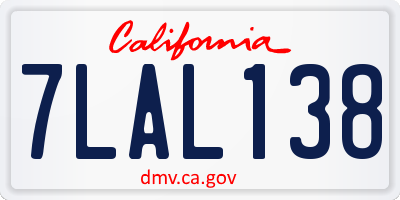 CA license plate 7LAL138