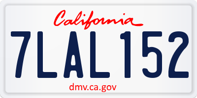 CA license plate 7LAL152