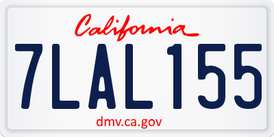 CA license plate 7LAL155