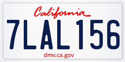 CA license plate 7LAL156
