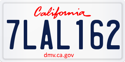 CA license plate 7LAL162
