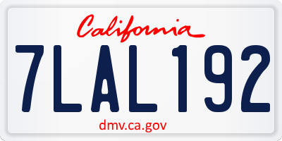 CA license plate 7LAL192