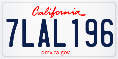 CA license plate 7LAL196