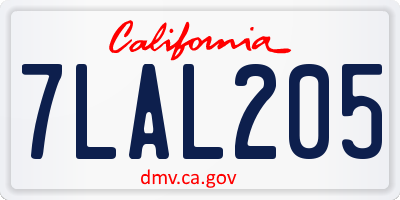 CA license plate 7LAL205