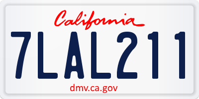 CA license plate 7LAL211