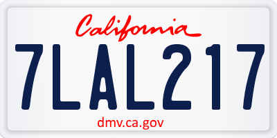CA license plate 7LAL217