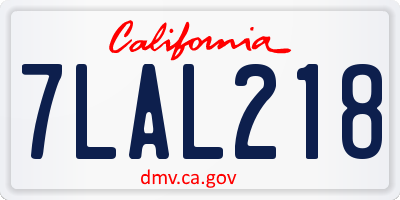 CA license plate 7LAL218