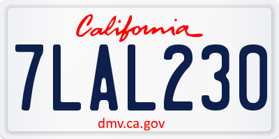 CA license plate 7LAL230