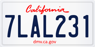 CA license plate 7LAL231