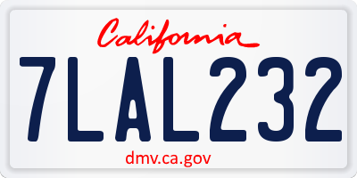 CA license plate 7LAL232