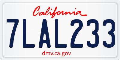 CA license plate 7LAL233