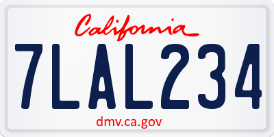 CA license plate 7LAL234