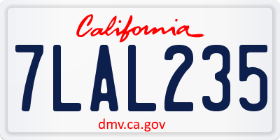 CA license plate 7LAL235