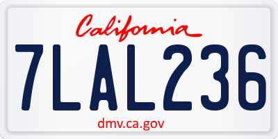 CA license plate 7LAL236