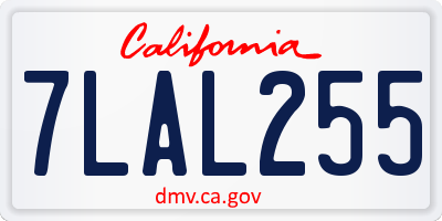 CA license plate 7LAL255