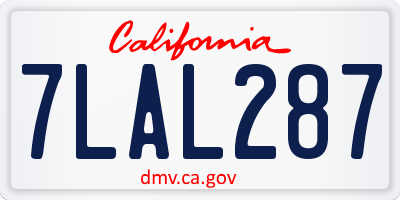 CA license plate 7LAL287