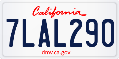 CA license plate 7LAL290