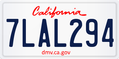 CA license plate 7LAL294