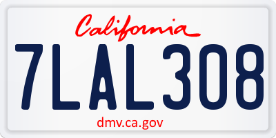 CA license plate 7LAL308