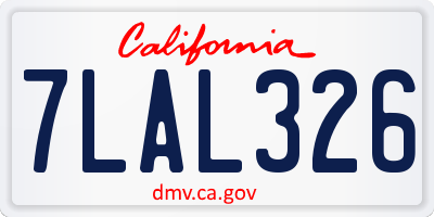 CA license plate 7LAL326