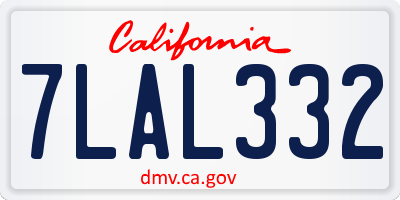 CA license plate 7LAL332