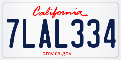 CA license plate 7LAL334