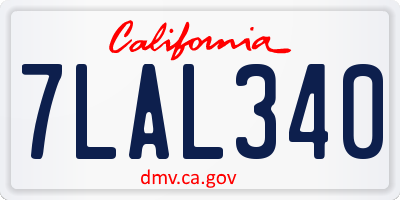 CA license plate 7LAL340
