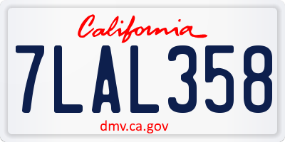 CA license plate 7LAL358