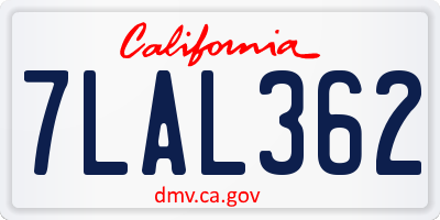 CA license plate 7LAL362