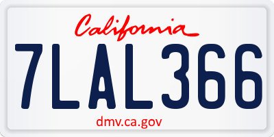 CA license plate 7LAL366