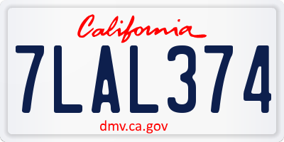 CA license plate 7LAL374