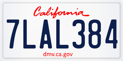 CA license plate 7LAL384