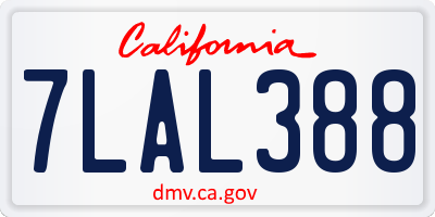 CA license plate 7LAL388