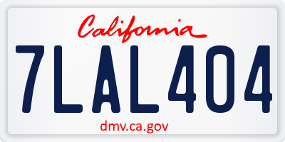 CA license plate 7LAL404