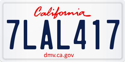 CA license plate 7LAL417